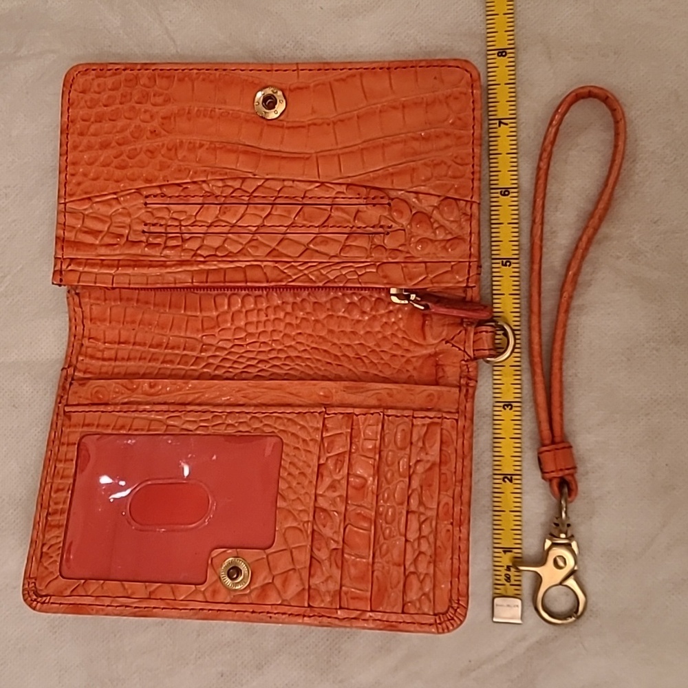 Brahmin Vibrant Orange Crocodile Embossed Wristlet In EUC! - Picture 3 of 6